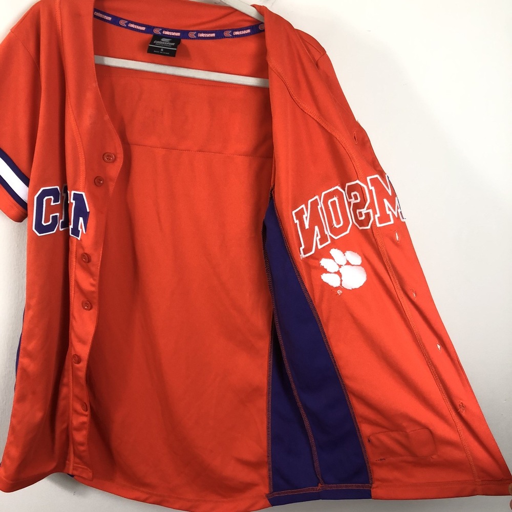 Clemson Tigers Colosseum Baseball Jersey Men's Sz S Orange Purple NCAA - Picture 10 of 16